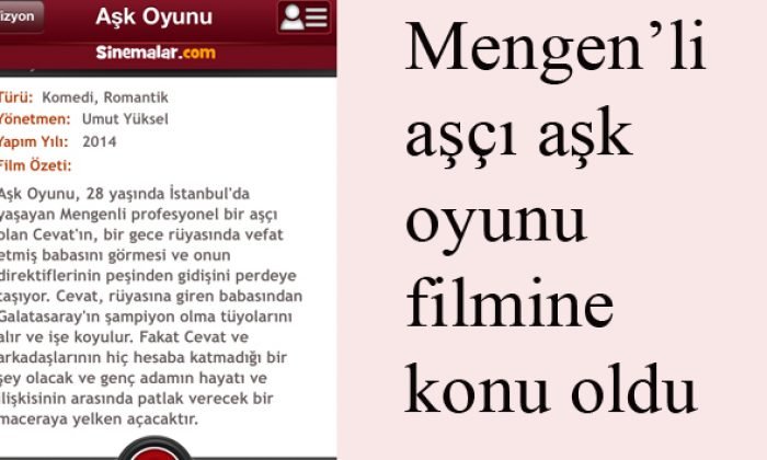 Mengen’li aşçı aşk oyunu filmine konu oldu