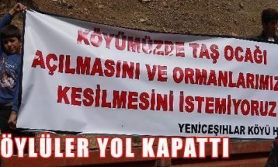 KÖYLÜLER YOL KAPATTI