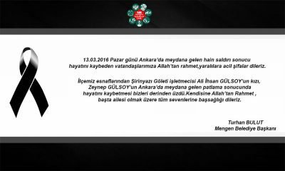 Belediye Başkanı Turhan BULUT’tan Başsağlığı Mesajı