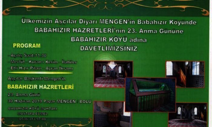 30 HAZİRAN’DA BABAHIZIR ANMA GÜNÜNE DAVETLİSİNİZ