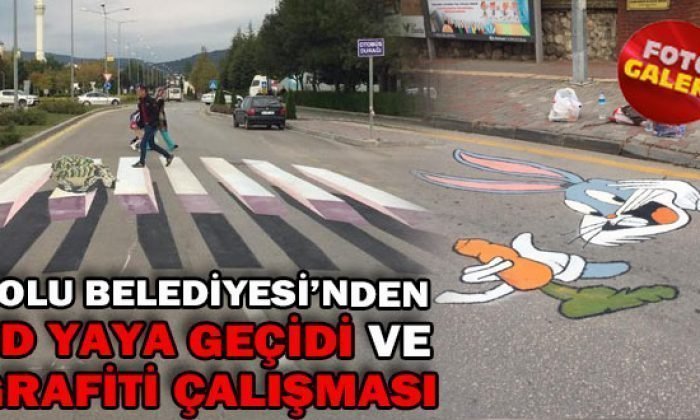 BOLU BELEDİYESİ’NDEN 3D YAYA GEÇİDİ VE GRAFİTİ ÇALIŞMASI
