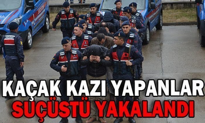 MENGEN’DE 6 ŞÜPHELİ KAÇAK KAZI YAPARKEN YAKALANDI