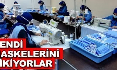 BOLU’DA SAĞLIKÇILAR KENDİ MASKELERİNİ DİKİYOR
