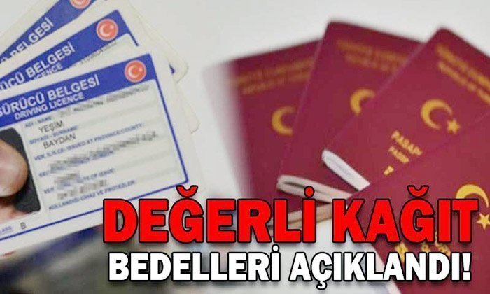 Değerli Kağıt ve Belge Bedelleri Açıklandı
