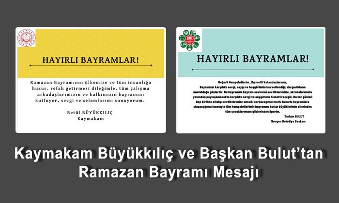 Büyükkılıç ve Bulut Ramazan Bayramını Kutladı