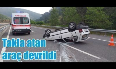 Takla atan araç devrildi: 5 Yaralı