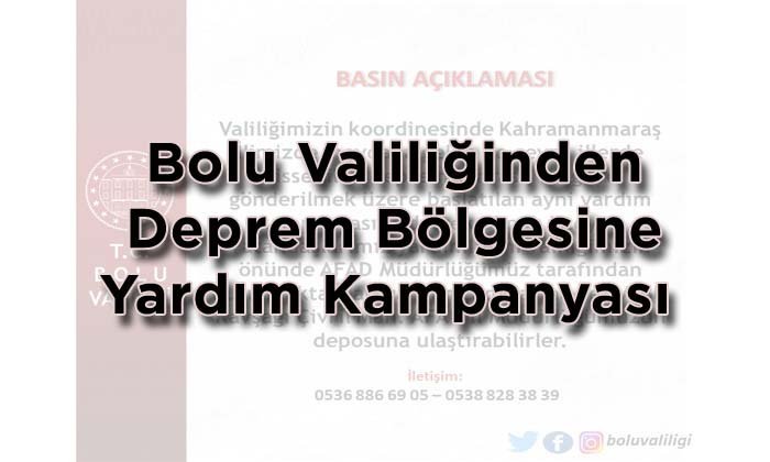 Bolu Valiliğinden deprem bölgesine yardım kampanyası