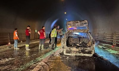 Mengen’de Dorukhan Tüneli İçinde Araç Yandı