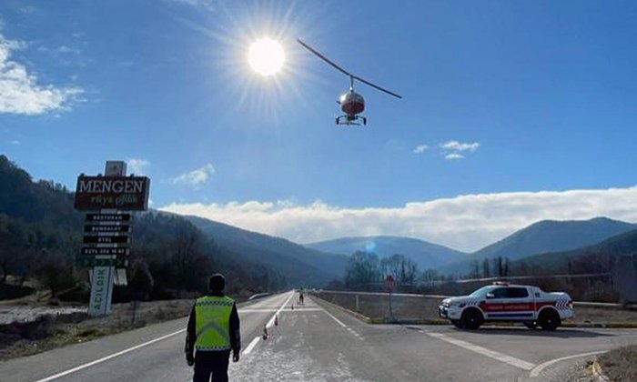 Mengen’de Cayrokopter ile havadan trafik denetimi yapıldı