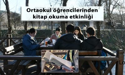 Atatürk Ortaokulu öğrencilerinden kitap okuma etkinliği