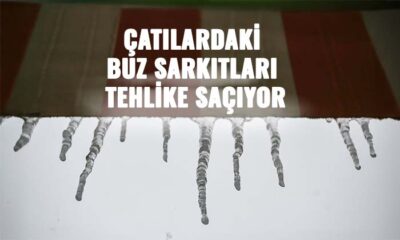 Mengen’de çatılardaki buz sarkıtları tehlike saçıyor