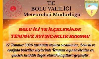 Bolu ve İlçelerinde Temmuz Ayı Sıcaklık Rekoru Kırıldı