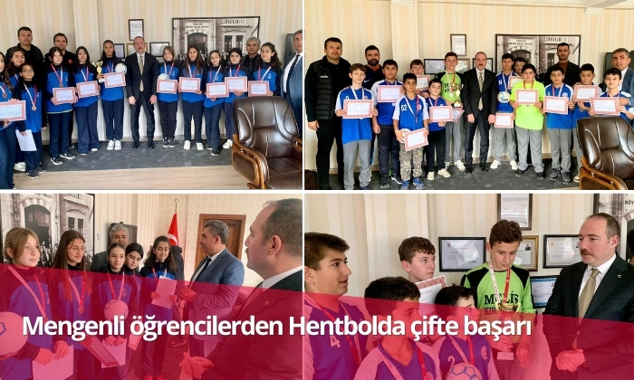 Mengenli öğrencilerden Hentbolda çifte başarı