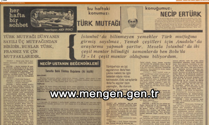 Mengen.Gen.TR Özel Haber – 1972’den günümüze ulaşan bir mutfak mirası: Mengenli Necip Usta, Türk mutfağının geleceğini 54 yıl önce anlatmış