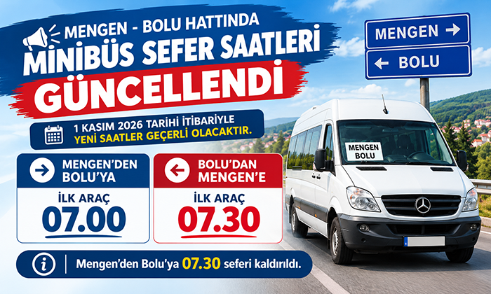 Mengen-Bolu Minibüs Saatleri 1 Kasım İtibarıyla Yenileniyor