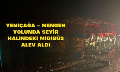 Yeniçağa – Mengen Yolunda Seyir Halindeki Midibüs Alev Aldı